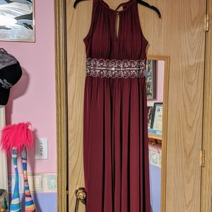Burgundy long prom dress
